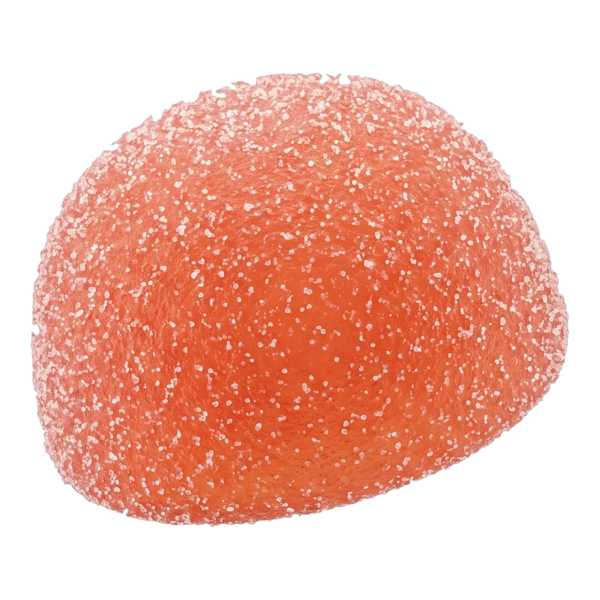 Close-up of an OVRPWR gummy, Sour Peach